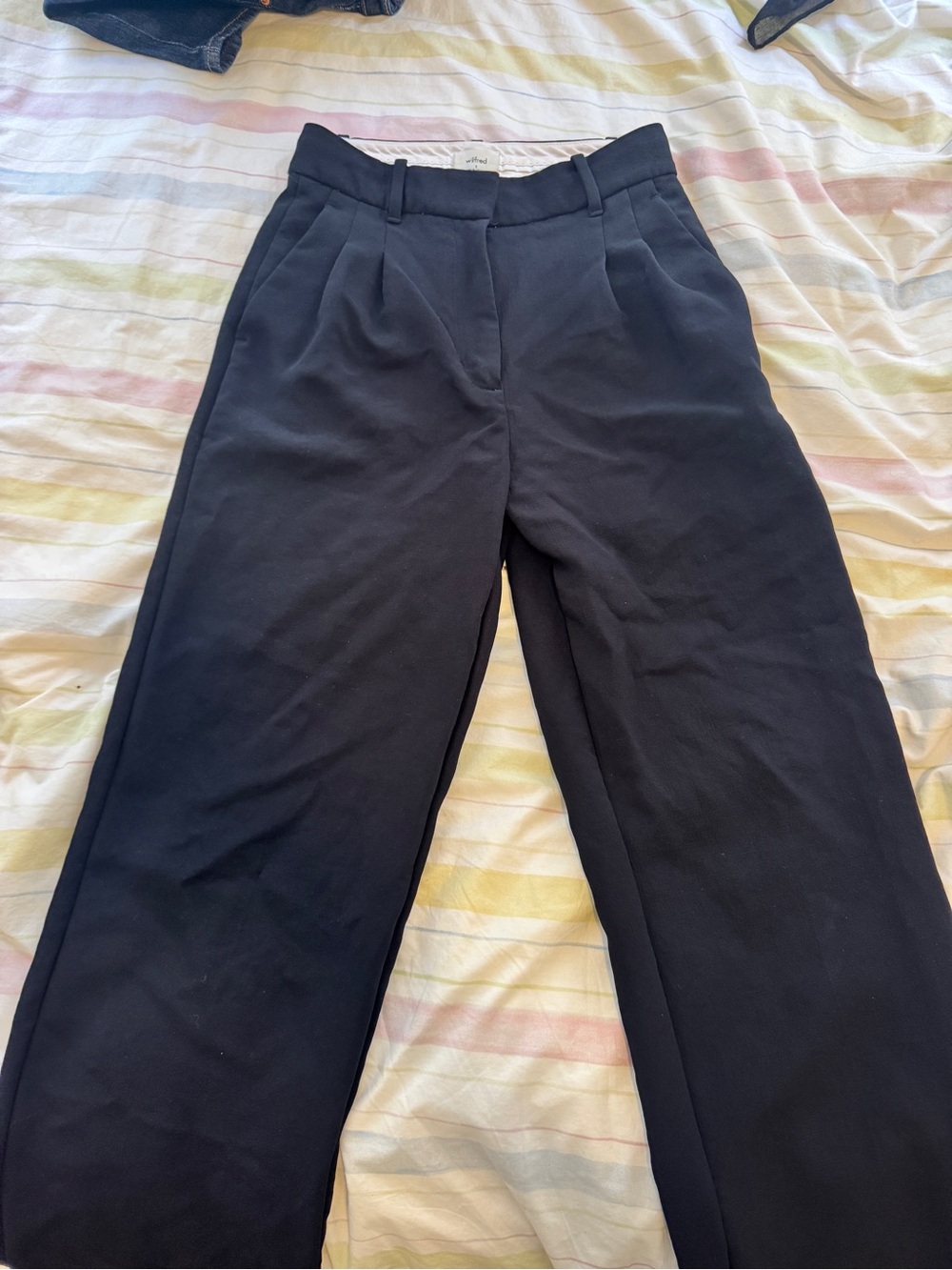 Wilfred Black High-Waist Pleated Wide-Leg Trousers